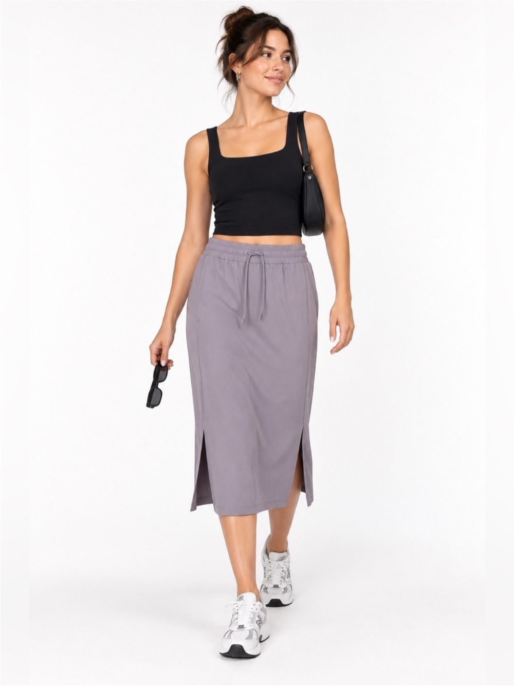 Athleta Lavender Stride  Midi Drawstring Skirt